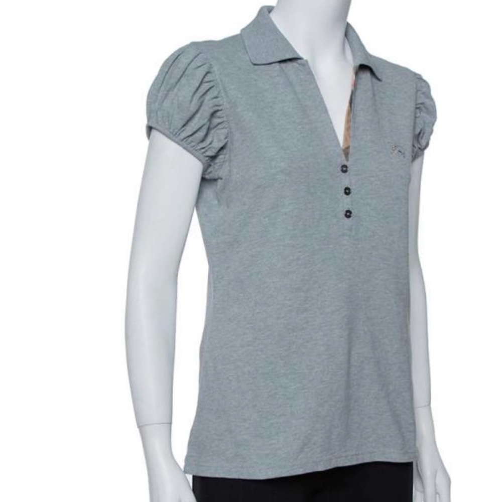 Burberry Light Gray Short Sleeve Polo Tee